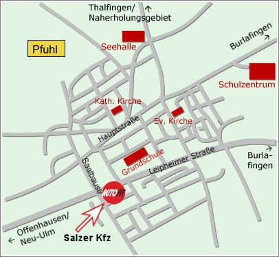 Anfahrtsplan Salzer KFZ in Pfuhl